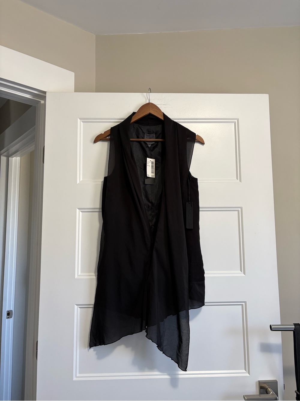 Joe's Jeans Black Asymmetrical Sleeveless Draped Vest Dress